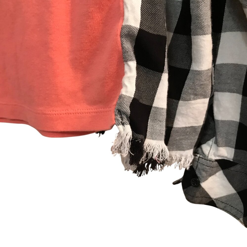Upcycled Flannel Shirt Oversized Autumn Pumpkin Spice Coffee Graphic Size M-L - Picture 5 of 10